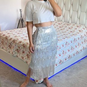 Zara Sequins Midi Skirt